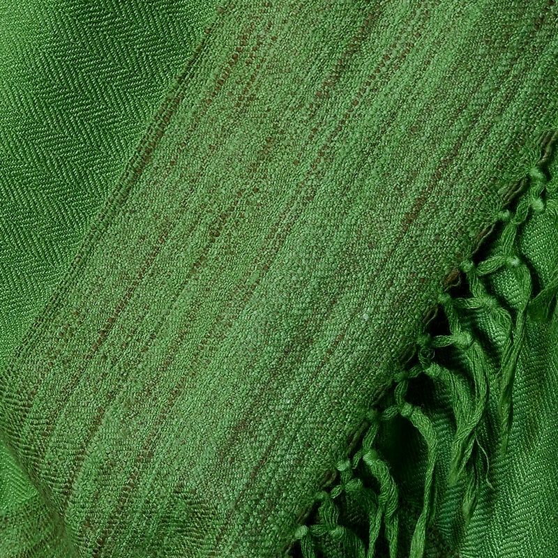Green Handspun Yak Wool Stole – Fine Weave, Raw Edge, Pure Craft - Baga Ethnik Living Default Title Accessories:Scarves & Wraps