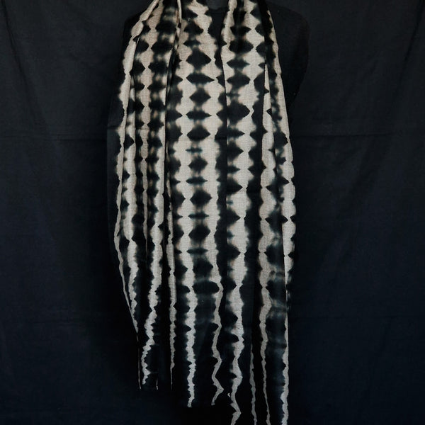 Luxury Handcrafted Tie-Dyed Kashmiri Pashmina Shawl - Hollyhock Black