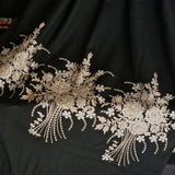 Handmade Bunch Flower Embroidery Black Pashmina Stole