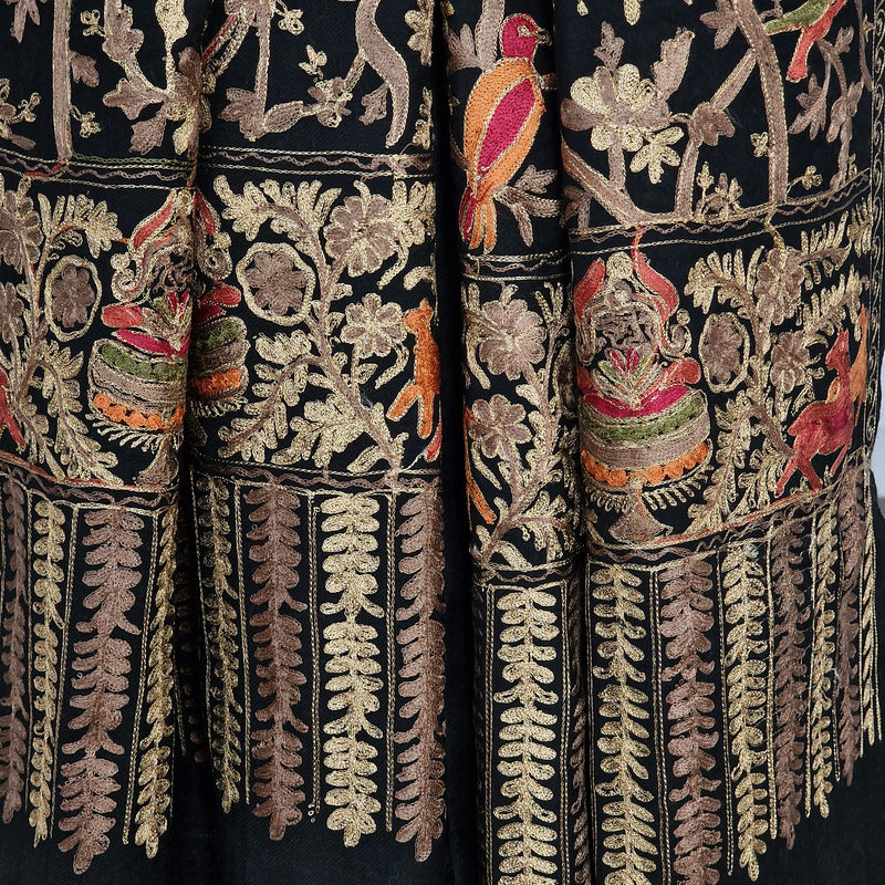 Shikaar-e-Kashmir – Black Pashmina Wool Shawl with Tilla Embroidery