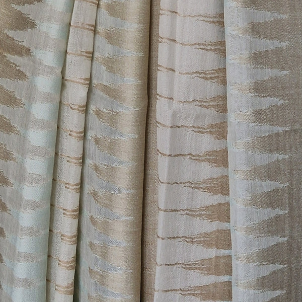 Ikat Fine Wool Pashmina Soft Brown and Teal Scarf – Dusty Lucite - Baga Ethnik Living Default Title Accessories:Scarves & Wraps