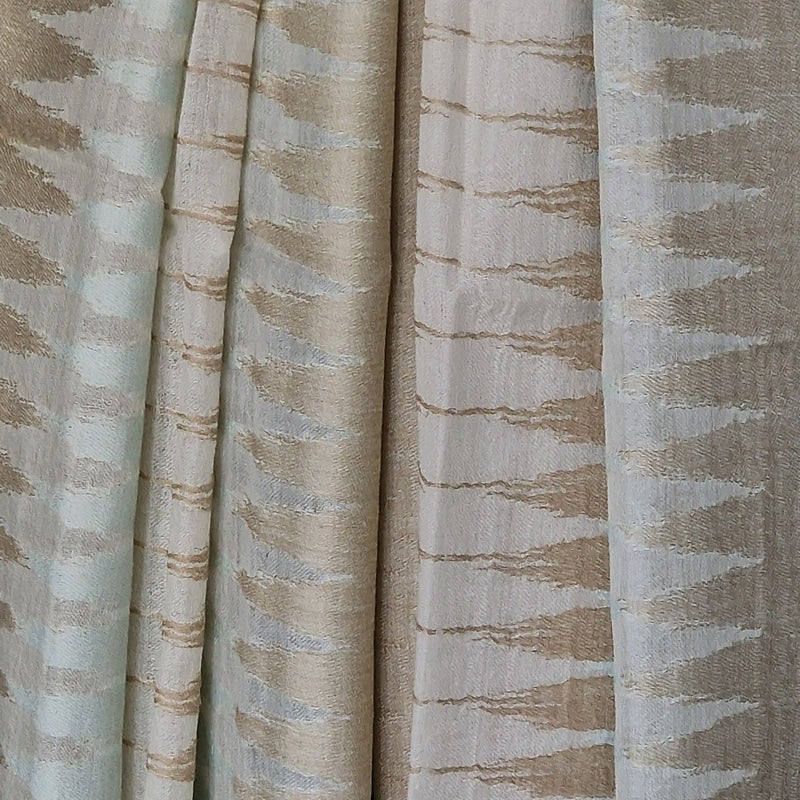 Ikat Fine Wool Pashmina Soft Brown and Teal Scarf – Dusty Lucite - Baga Ethnik Living Default Title Accessories:Scarves & Wraps