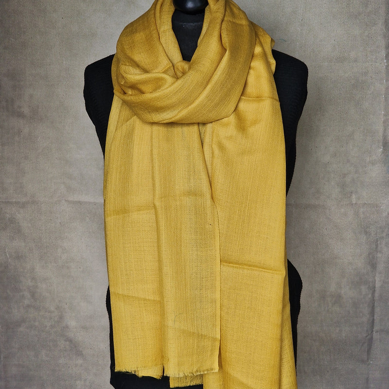 Soft Yellow Diamond Weave Kashmiri Pashmina Scarf - KeyLime