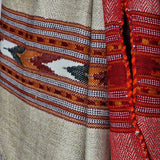 Light Beige Yak Wool Stole – Kullu Border & Tassel Fringe