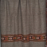 Authentic Yak Wool Winter Shawl – Taupe Brown Kullu Border