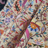 Kalamkari Kani Leaf Print Silk-Wool Pashmina Shawl – Beige Multicolour