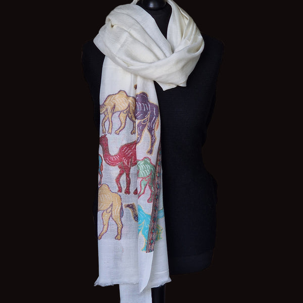 Lightweight Finest Quality Wool Pashmina Stole – White Elephant - Baga Ethnik Living Default Title Shawl