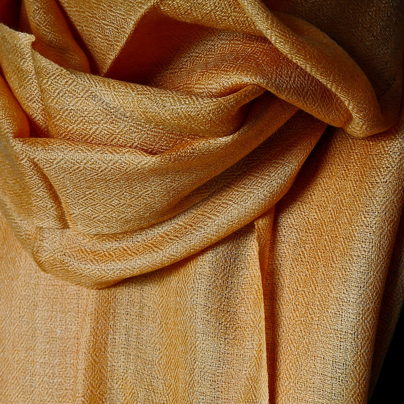 Kashmiri Diamond Weave Orange Pashmina Scarf - Pumpkin