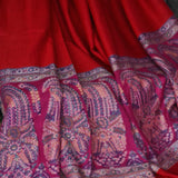 Authentic Luxury Soft Kashmir Border Red Kani Weave Pashminas - Berries Red