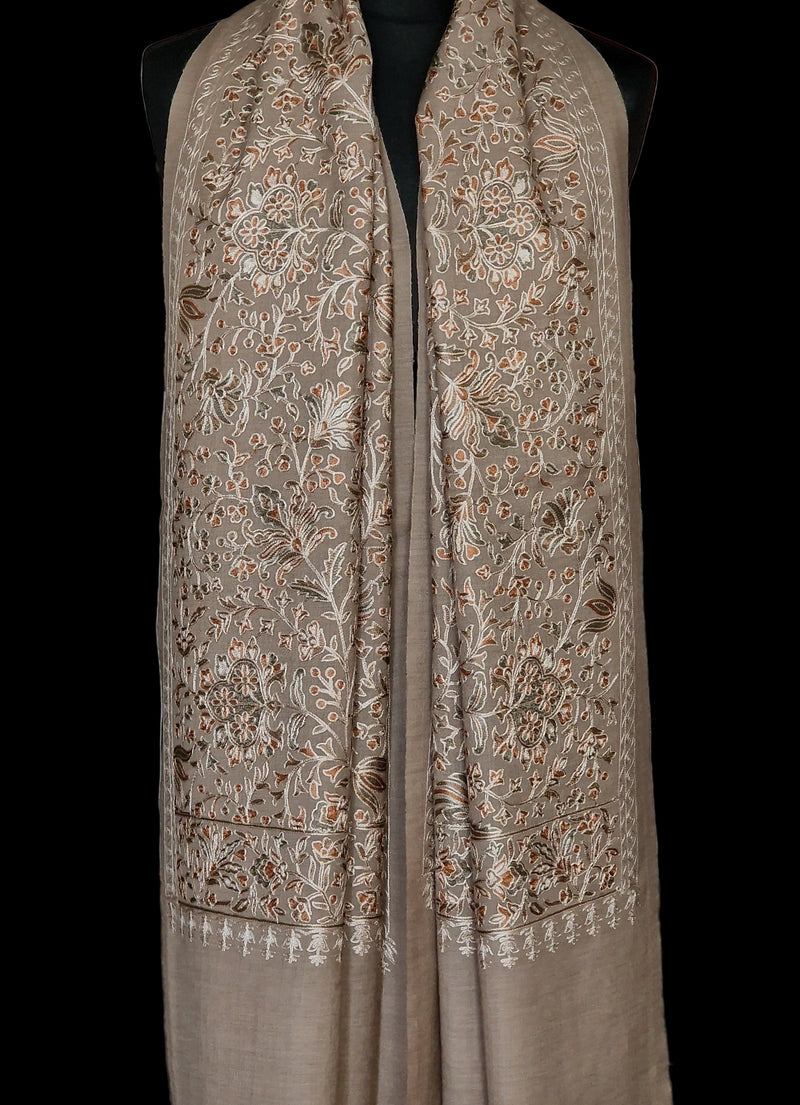 Luxury Pashmina Fine Wool Nalki Embroidery Stole
