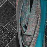Royal Jamawar Men’s Shawl – Turquoise Blue, Kani Style