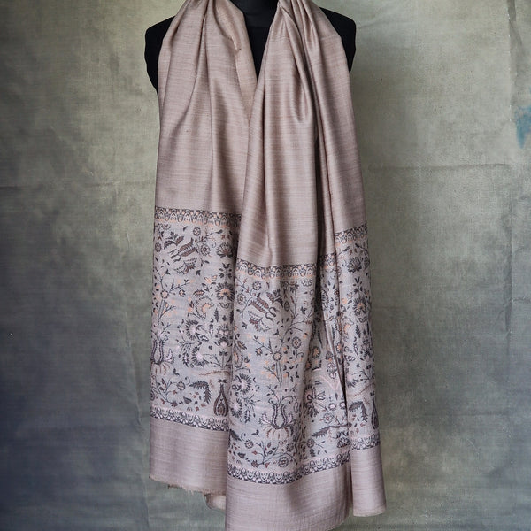 Kani Weave Authentic Pashmina Stole Scarf – Soft Almond Brown