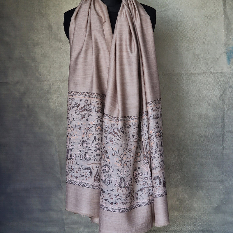 Kani Weave Authentic Pashmina Stole Scarf – Soft Almond Brown