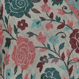 Pink and Teal Rose Motif Kani-Style White Stole – Silk Modal Blend