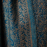 Blue-Teal Pure Wool Stole – Silver Zari Woven Style