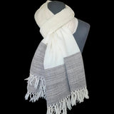 White Dove Yak Wool Stole – Handwoven Raw Wool Tassel Wrap