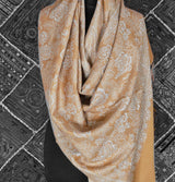 Pale Yellow Pure Wool Stole – Silver Zari Woven Style