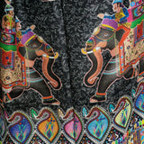 Womens Fine Soft Silk Wool Stole – Black Shikaardar Elephant Print