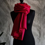Luxurious Red Kashmiri Diamond Weave Pashmina Scarf - Cherry Red