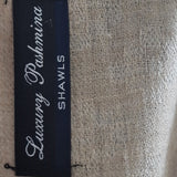 Luxury Beige Pashmina Stole with Kullu Woven Palla – Timeless Style