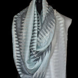 Luxury Ikat Handwoven Fine Wool Pashmina Light Blue Stole - Smoky Teal - Baga Ethnik Living Default Title Accessories:Scarves & Wraps