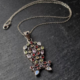 Multi-Gemstone Healing Himalayan Vintage Silver 925 Pendant