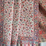 Floral Reversible Kani-Style Pashmina Wool Shawl – White Alabaster & Beige