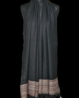 Black Yak Wool Shawl – Fine Weave, Brown Raw Border, Timeless Craft - Baga Ethnik Living Default Title Accessories:Scarves & Wraps