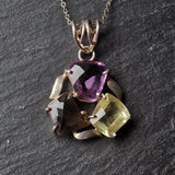 Stunning Citrine and Amethyst Pendant in 925 Sterling Silver
