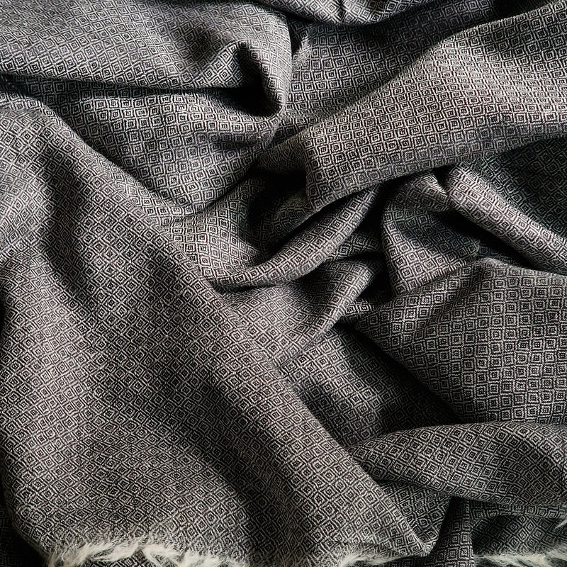 Luxury Diamond Weave Soft Kashmir Pashmina Stoles - Abalone Grey - Baga Ethnik Living