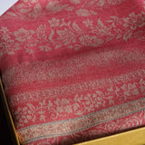 Pure Wool Reversible Pink Floral Motif Shawl – Soft Warm Wool Wrap Scarf for Women