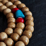 Tibetan 108 Mala Beads – Yak Bone, Turquoise & Coral Prayer Beads Necklace