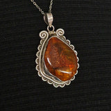Eye-Catching Natural Vintage Baltic Amber Silver Sterling 925 Pendant