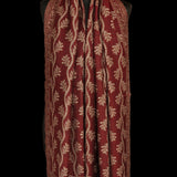 Pure Wool Silver Zari Floral Embroidery Stole - Wine Red