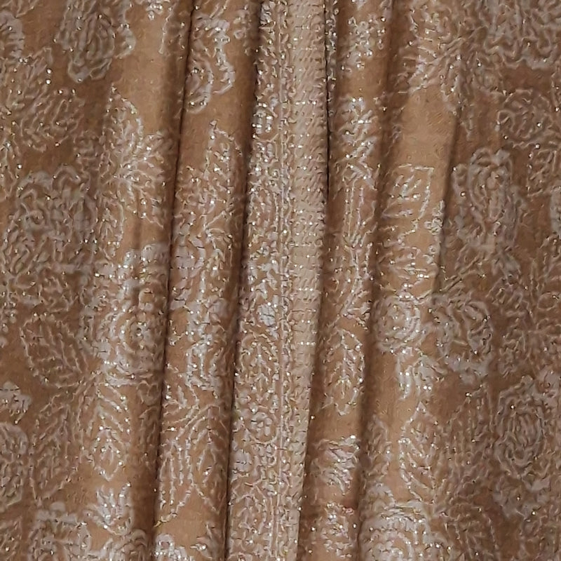 Pale Orange Pure Wool Stole – Silver Zari Woven Style