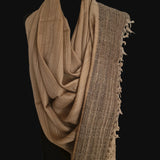 Sepia Brown Yak Wool Stole – Woven by Hand, Edged in Raw Wool