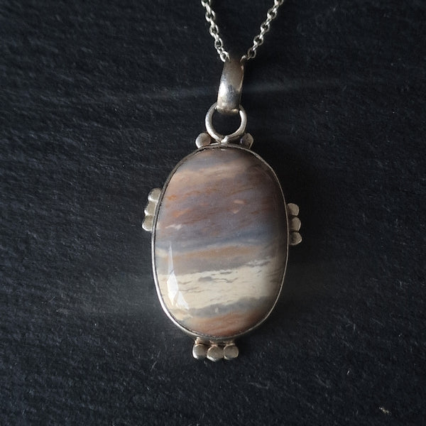 One-Of-A-Kind Striped Jasper 925 Sterling Silver Pendant