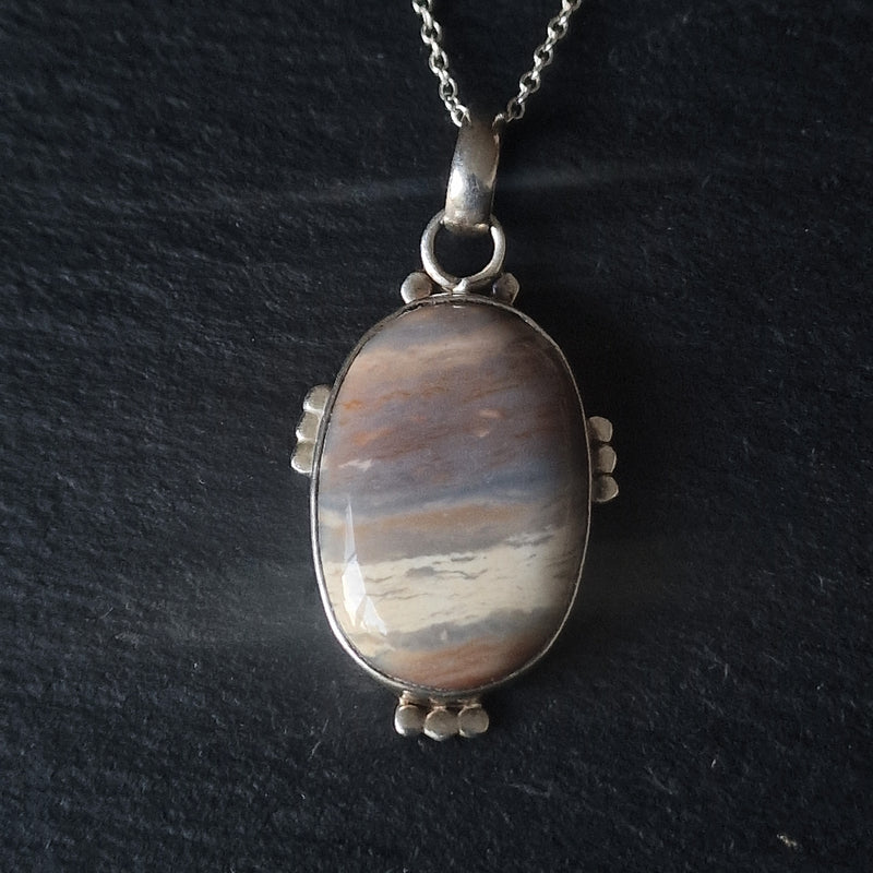 One-Of-A-Kind Striped Jasper 925 Sterling Silver Pendant
