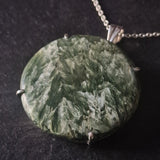 Stunning Statement Piece Green Seraphinite Silver Sterling 925 Pendant
