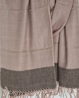Mauve Yak Wool Stole with Fine Wool Raw Border