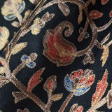 Chinar Leaf Pashmina Fine Wool Nalki Black Hand-Embroidered Stole