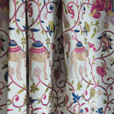 Shikaar Tilla Embroidery Fine Wool White Pashmina Shawl – Elephant & Peacock Design