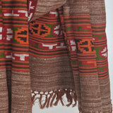Almond Brown Yak Wool Shawl – Colourful Kullu Woven Border
