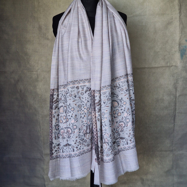 Quality Pashmina Cashmere Soft Kashmir Kani Stole - Petunia
