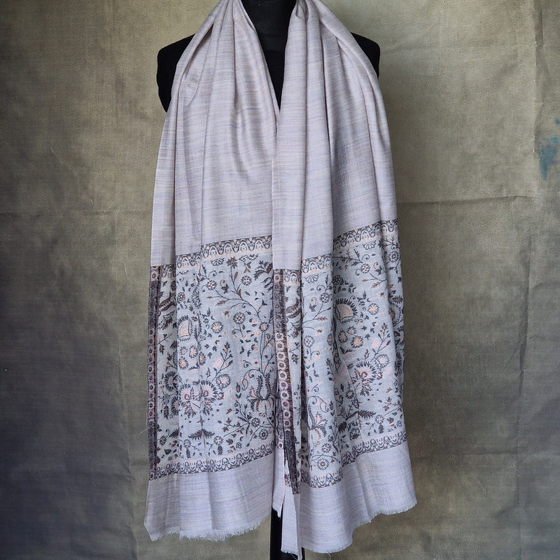 Quality Pashmina Cashmere Soft Kashmir Kani Stole - Petunia