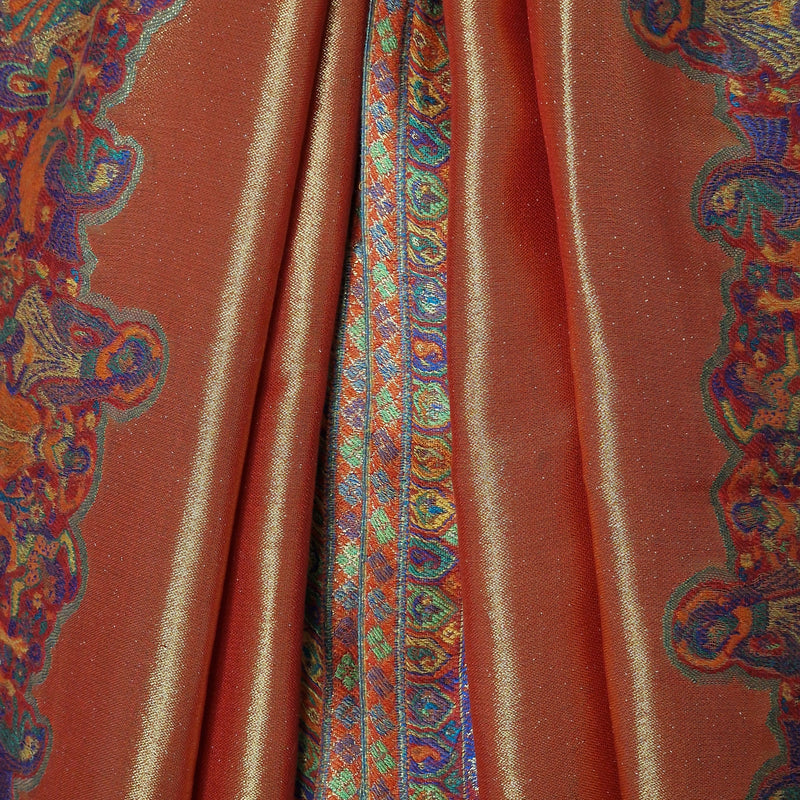Moonlight Pashmina – Orange-Red Two-Tone Darbar Kani Shawl