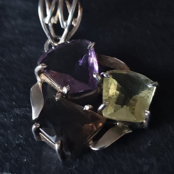 Stunning Citrine and Amethyst Pendant in 925 Sterling Silver