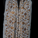 Pure Pashmina Gold Floral Design Nalki Embroidery Stole – Mist Blue