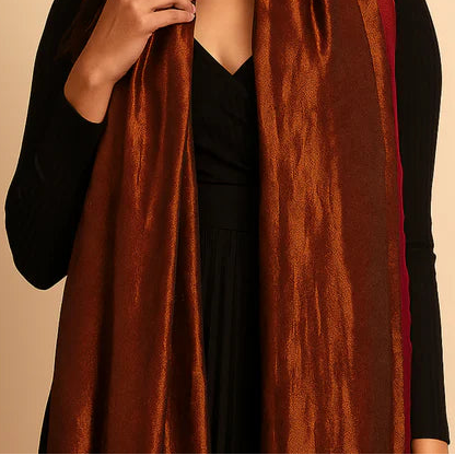 Twilight Reversible Collection Shawl – Maroon & Gold Glow, Metallic Thread Elegance