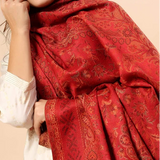 His & Her Navy Blue Jamawar and Red Kani Shawl Gift Set – Premium Box Packaging